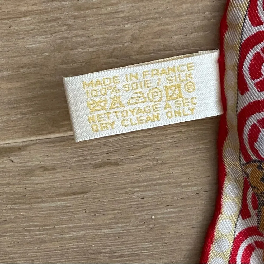 NEW Cartier Paris Red White Silk Crepe Butterflies Moth Square Scarf Shawl - Picture 9 of 12